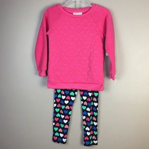 Pretty Valentine Terry 2 Pc Pink Heart Pants Top Set